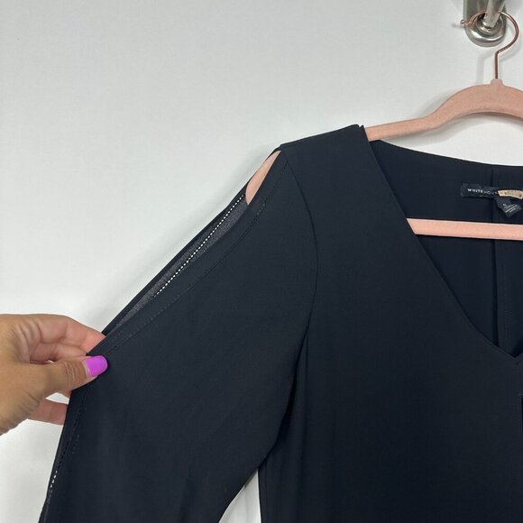 2/$30 White House Black Market V-Neck Cold Shoulder A-Line Dress 0 #A0132 - Picture 4 of 9